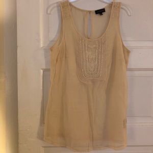 Linen tank with beaded and embroidery detail XS